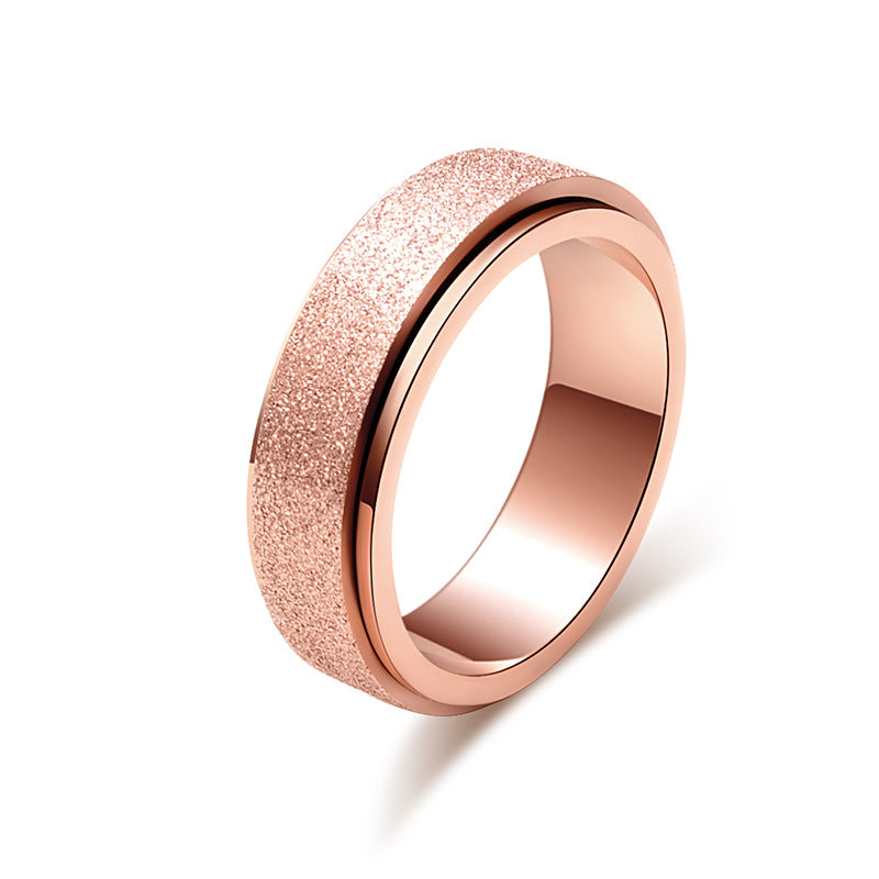 Wholesale Unisex simple frosted pearl sand rotatable titanium steel ring